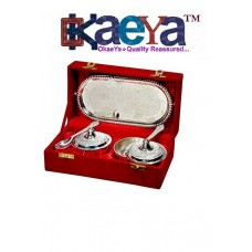 OkaeYa Brass Bowl Set (16 cm x 10 cm x 9 cm, Silver)